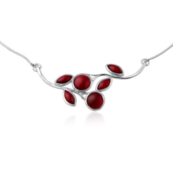 Necklace Silver Garnet Cabochon