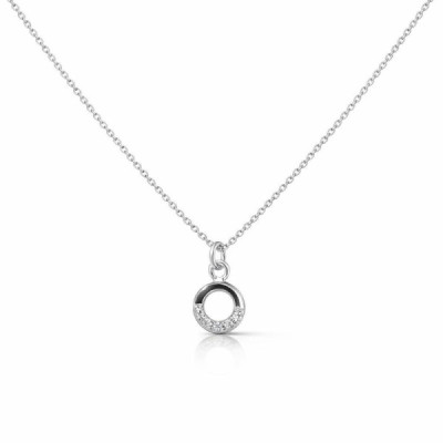 Necklace Silver 925 rhodium-plated Circles with oxydes zirconium