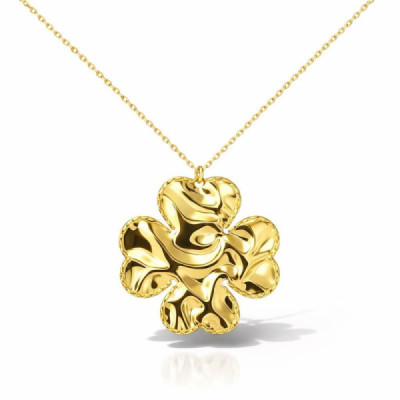Necklace Silver 925 gold-plated reversible trefle porte bonheur