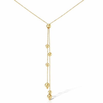 Necklace Silver 925 gold-plated Perles ciselees