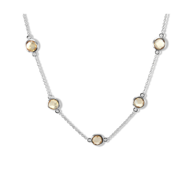 Necklace Silver Rhodium-Plated Citrine ronde