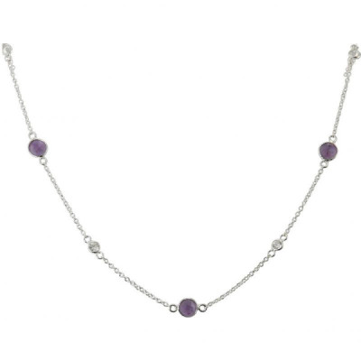 Necklace Silver 925 Amethyst and Zirconia