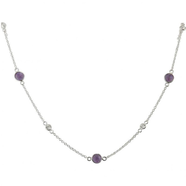 Necklace Silver 925 Amethyst and Zirconia