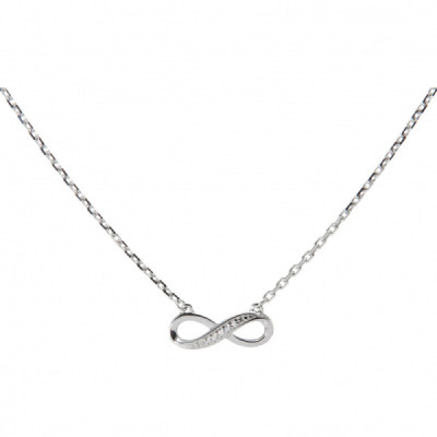 Necklace signe infini in Silver rhodium-plated and Zirconia
