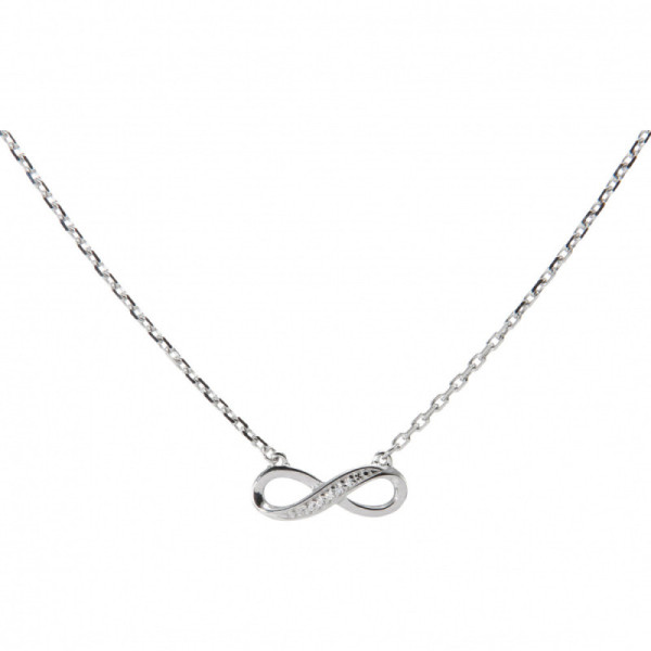 Necklace signe infini in Silver rhodium-plated and Zirconia