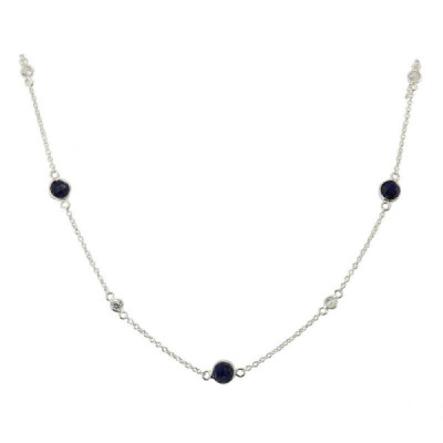 Necklace Silver 925 Lapis and Zirconia
