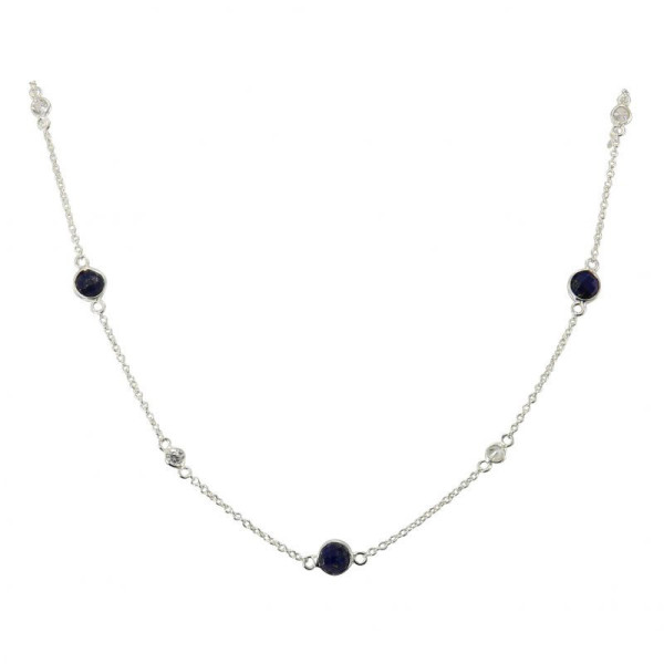 Necklace Silver 925 Lapis and Zirconia