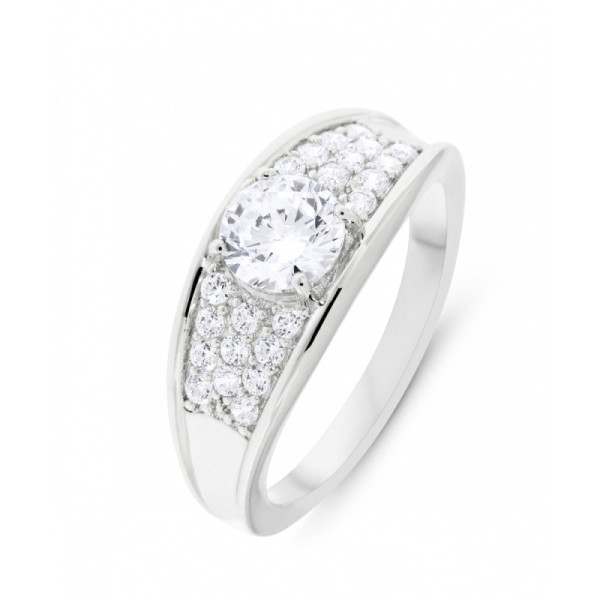 Ring in Silver 925 rhodium-plated and Zirconia
