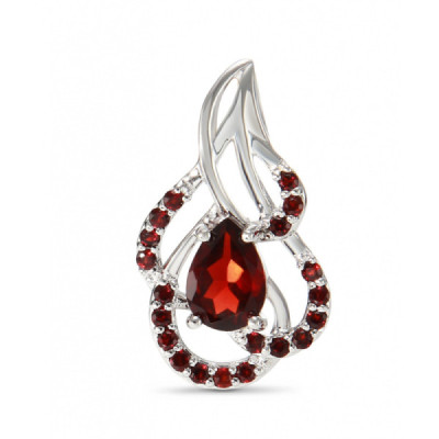 Pendant Silver Garnet Pear