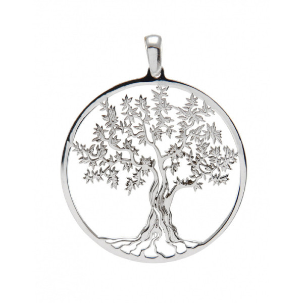 Pendant silver rhodium-plated arbre vie 30mm