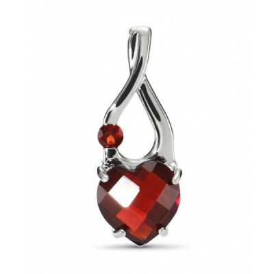 Pendant Silver Garnet Coeur