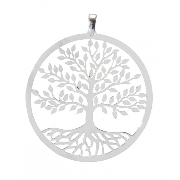 Pendant silver rhodium-plated arbre vie 40mm
