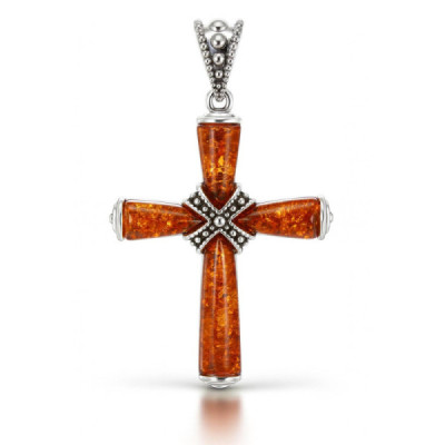 Pendant silver and ambre croix