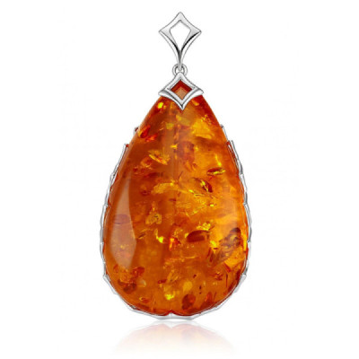 Pendant Silver and Ambre Pear