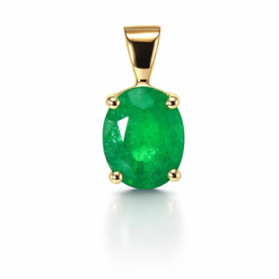 Pendant Yellow Gold 750 Emerald AAA Oval 9.5x7.5mm
