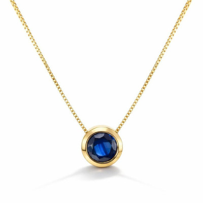 Necklace Yellow Gold 750 Sapphire Rond