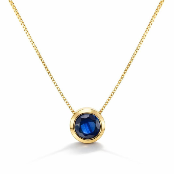 Necklace Yellow Gold 750 Sapphire Rond