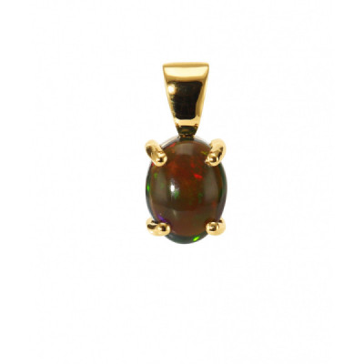 Pendant Yellow Gold 750 Opale noire 8x6mm