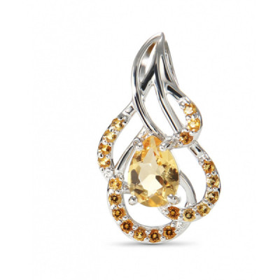 Pendant Silver Citrine Pear