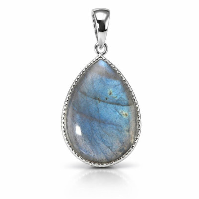 Pendant Silver 925 Labradorite Pear 24x17mm