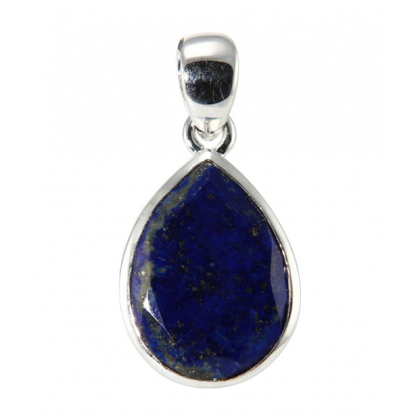 Pendant Silver 925 Lapis lazuli Pear facette 18x13mm