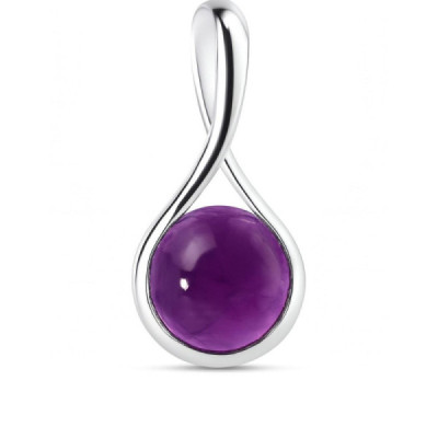 Pendant Silver Amethyst Round 12mm