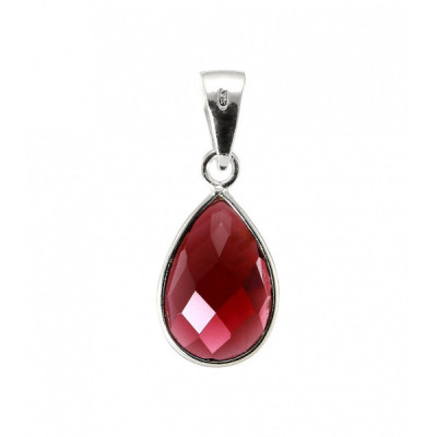 Pendant Silver 925 Garnet Pear facette 12x8mm
