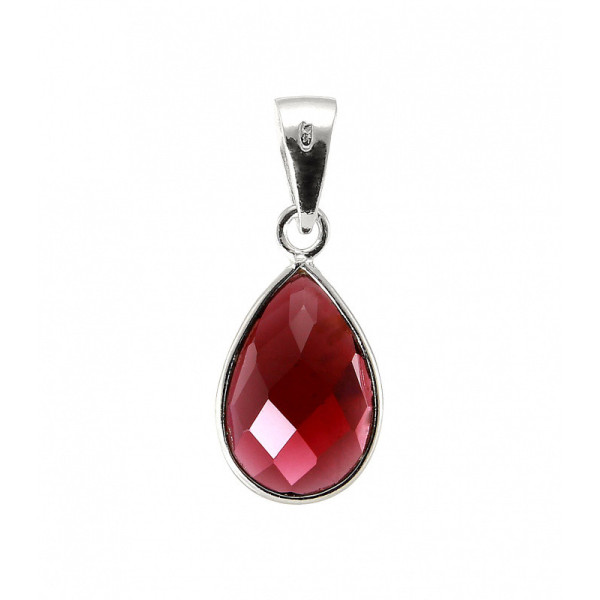 Pendant Silver 925 Garnet Pear facette 12x8mm