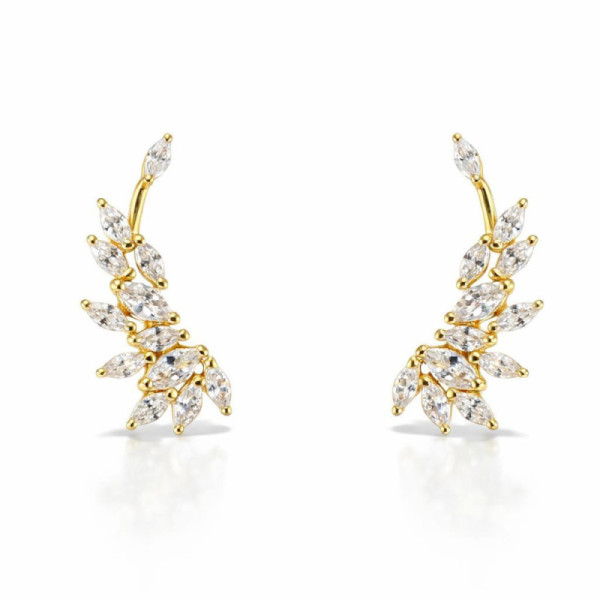 Earrings stud silver 925 gold-plated Zirconia