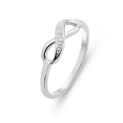 Ring Silver Rhodium-Plated Infinity Sign and Zirconia