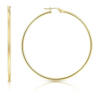 Earrings Hoop 2mm x 50mm Yellow Gold 375
