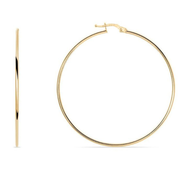 Earrings Hoop 2mm x 60mm Yellow Gold 375