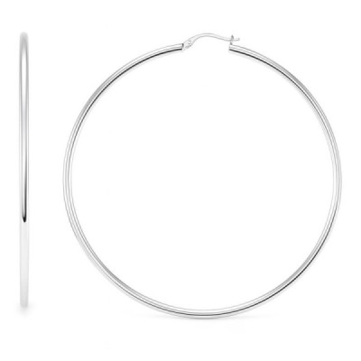 Earrings Hoop 2mm x 60mm White Gold 375