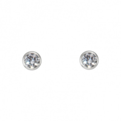 Earrings Silver Zirconia Ronds 5mm Set Clos