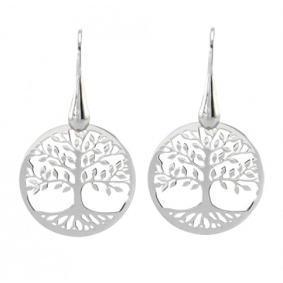 Earrings drop silver rhodium-plated arbre vie