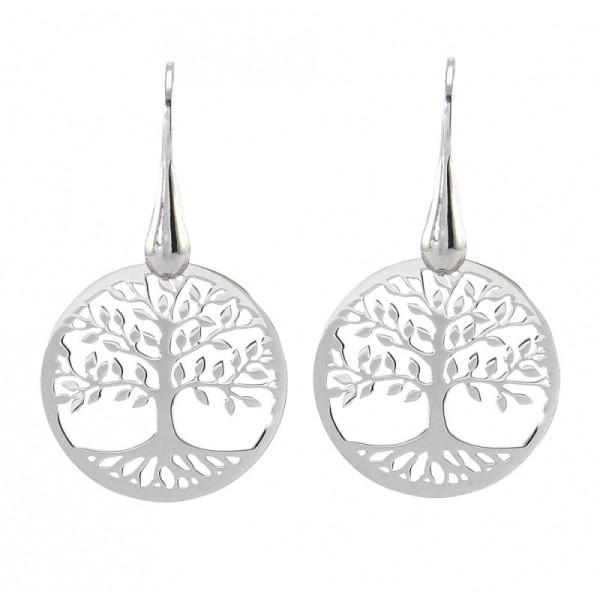 Earrings drop silver rhodium-plated arbre vie