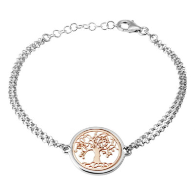 Bracelet silver rhodium-plated arbre vie and mother-of-pearl