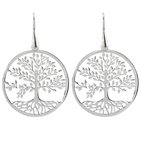 Earrings drop silver rhodium-plated arbre vie 30mm