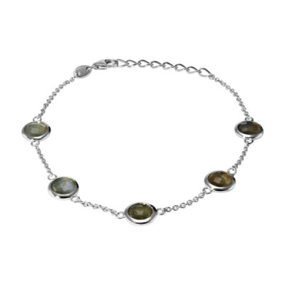 Bracelet Silver 925 Rhodium-Plated Labradorite Round