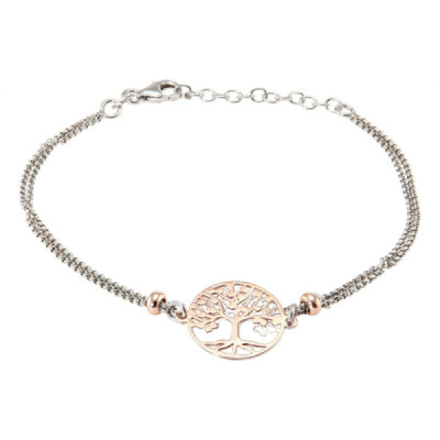 Bracelet silver rhodium-plated arbre vie 2 tons