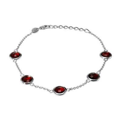 Bracelet Silver 925 Rhodium-Plated Garnet Rond