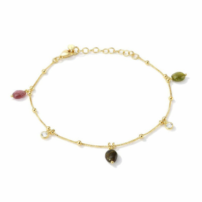 Bracelet Silver 925 gold-plated Tourmaline and oxydes zirconium