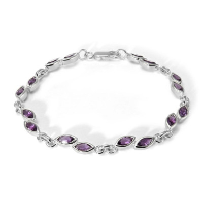 Bracelet Silver 925 Amethyst Navette 6x3mm