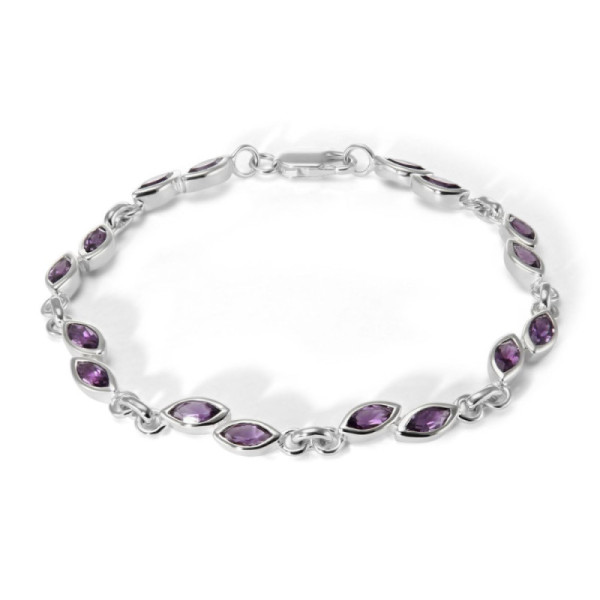 Bracelet Silver 925 Amethyst Navette 6x3mm