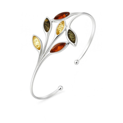 Bracelet Bangle Ambre Multicolore and Silver 925