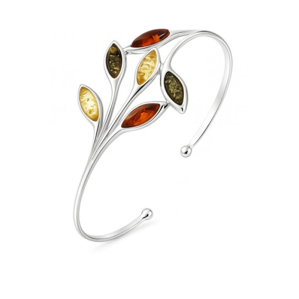 Bracelet Bangle Ambre Multicolore and Silver 925