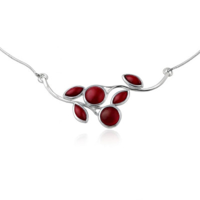 Necklace Silver Garnet Cabochon