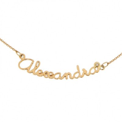 Necklace Prenom Decoupe Yellow Gold 750 and Diamond Sur Mesure