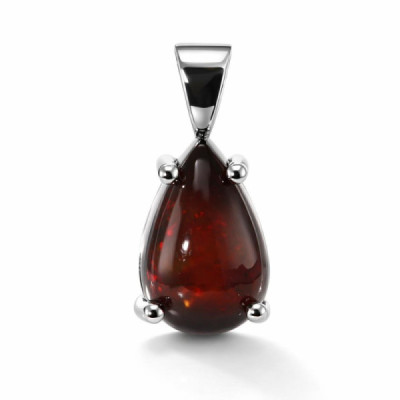 Pendant White Gold 750 Opale Noire Pear 12x8mm
