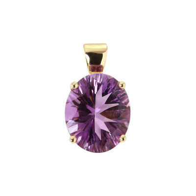 Pendentif Or Jaune 750 Rubis Ovale 6x4mm et Diamant